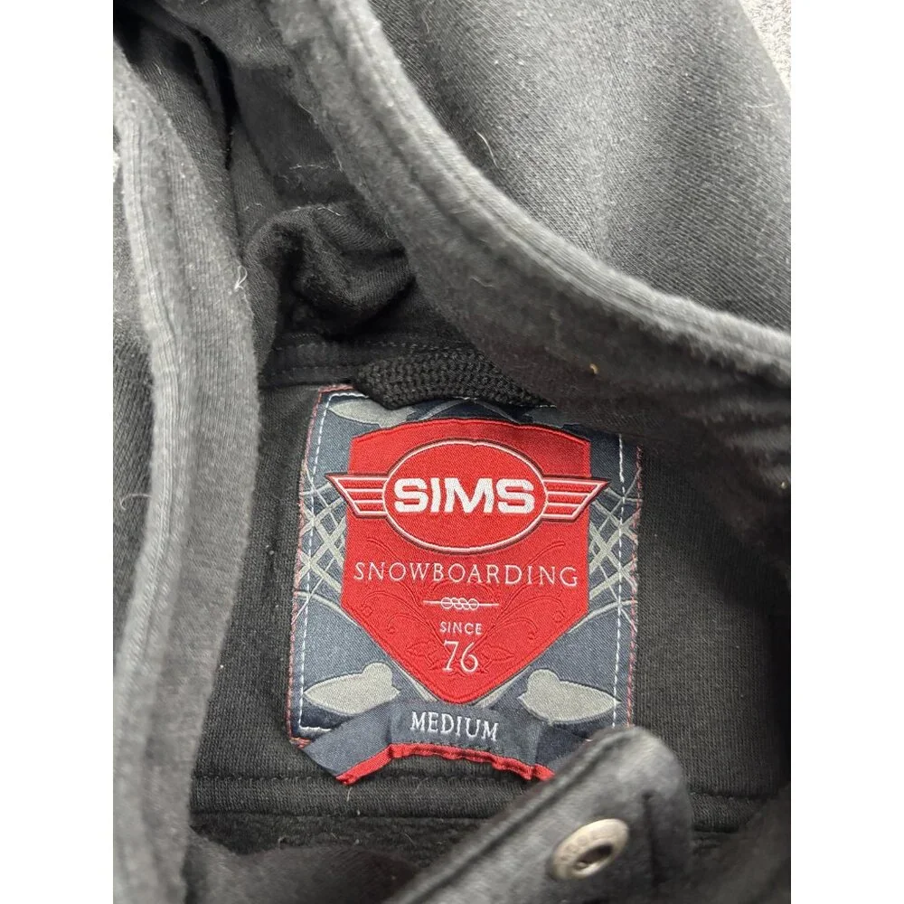 Sims Snowboarding Jacket Womens Medium Black Hooded‎ Fleece Zip Pockets